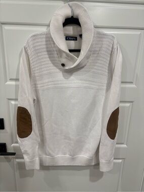 Chaps Cream Cowl Neck Sweater with Button Accent